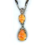 Pendant By Mariana Woman Sophisticated Pearl and Light Peach Swarovski Crystals