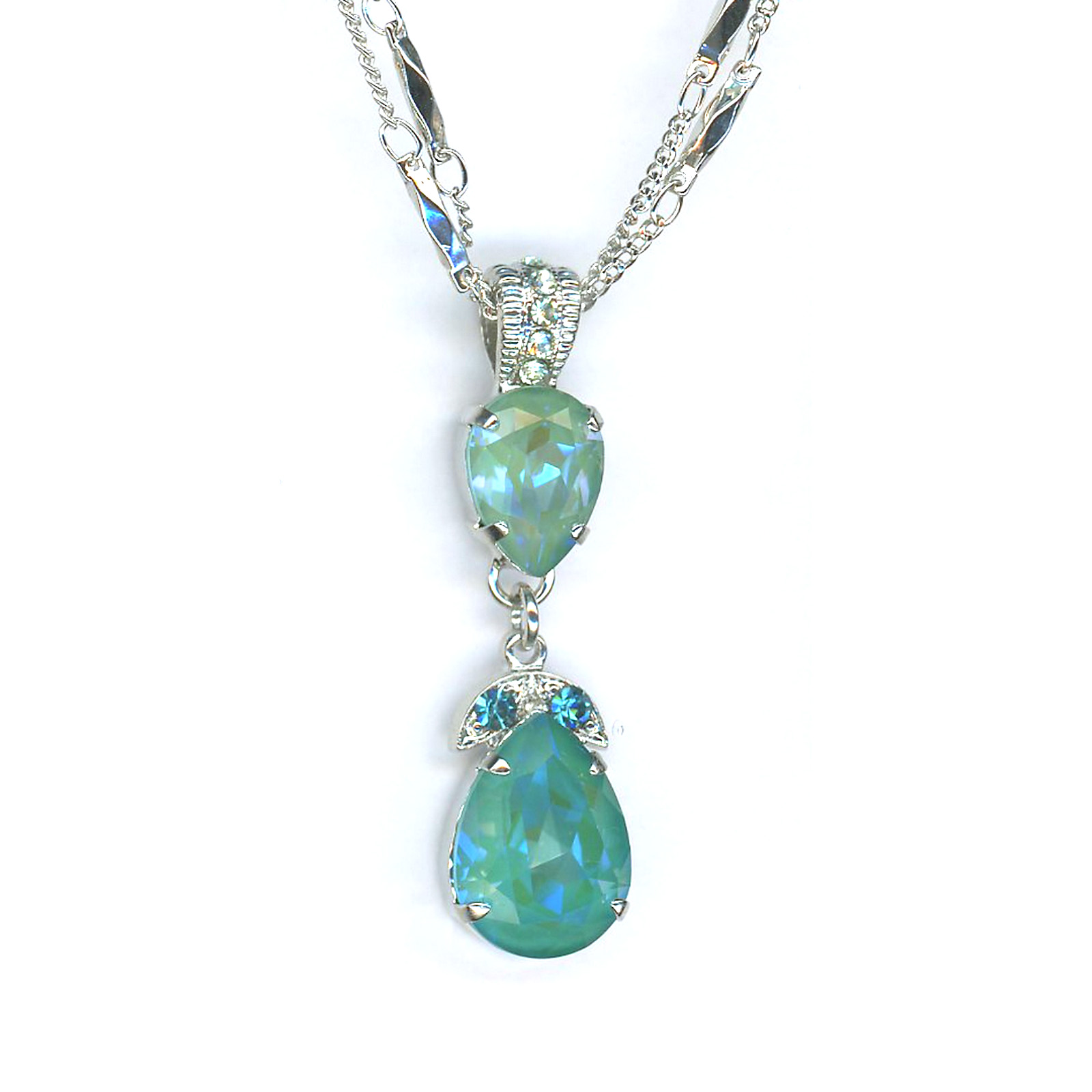 N-5032-4-142-1-SP Pendant By Mariana Woman Graceful Aquamarine and Aqua Swarovski Crystals - Image 1