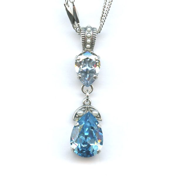 Pendant By Mariana Woman Stylish Aquamarine and Light Azore Swarovski Crystals