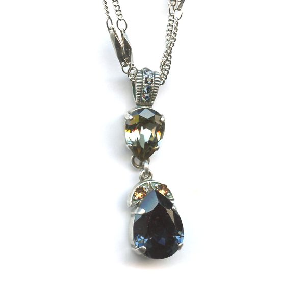 Pendant By Mariana Woman Graceful Sapphire and Golden Shadow Swarovski Crystals