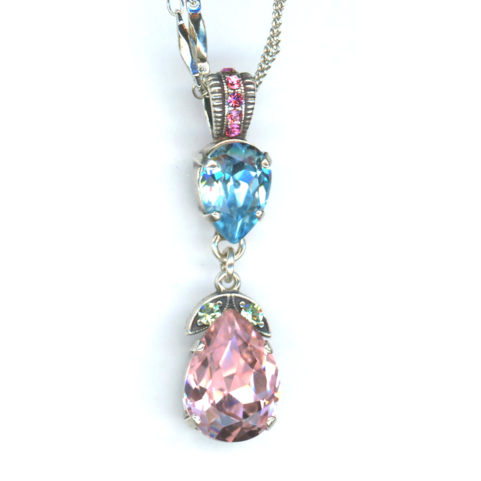 N-5032-4-2141-SP Pendant By Mariana Woman Glamorous Aquamarine and Light Rose Swarovski Crystals - Image 1