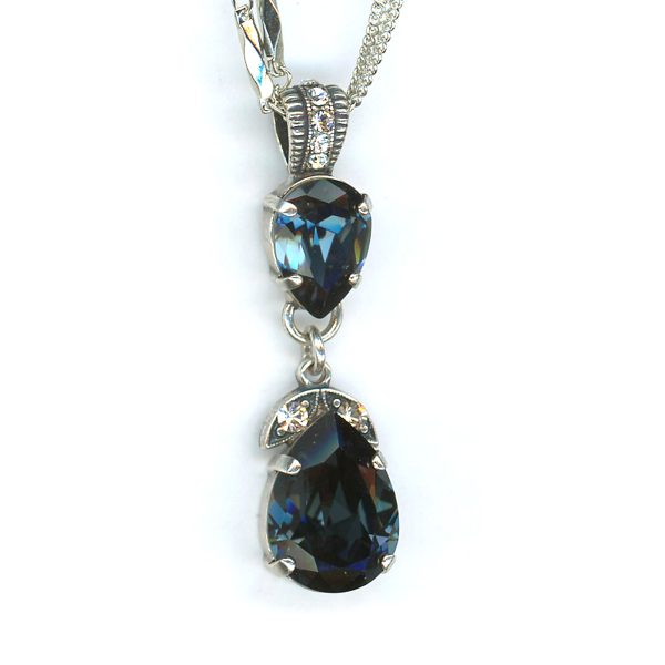 Pendant By Mariana Woman Bold Montana Blue and Light Peach Swarovski Crystals
