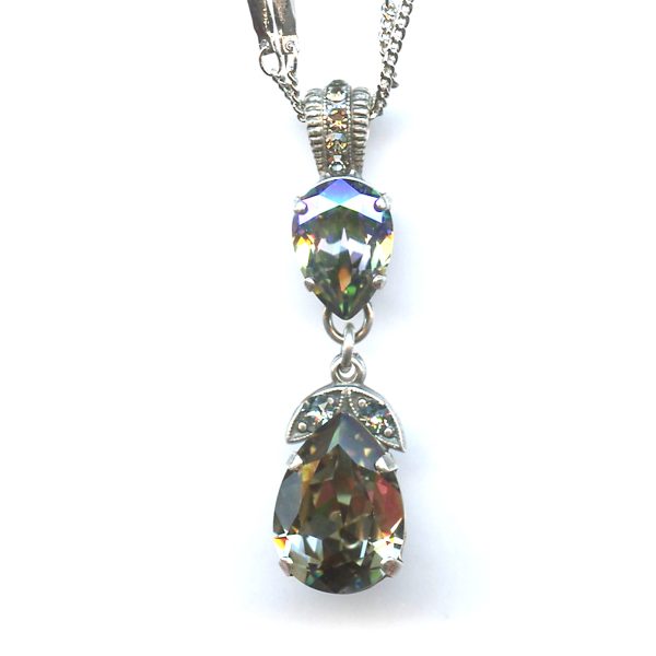 Pendant By Mariana Woman Black Diamond and Aurore Boreale Swarovski Crystals