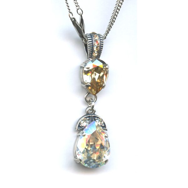 Pendant By Mariana Woman Beautiful Golden and Moonligh Swarovski Crystals