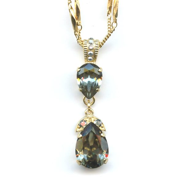 Pendant By Mariana Woman Classic Black Diamond and AB Swarovski Crystals