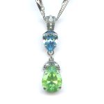 Pendant By Mariana Woman Elegant Aquamarine and Peridot Swarovski Crystals