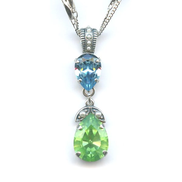 Pendant By Mariana Woman Elegant Aquamarine and Peridot Swarovski Crystals