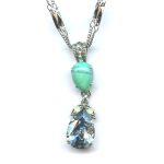 Pendant By Mariana Woman Sophisticated Turquoise Mineral and Opal Swarovski Crystals