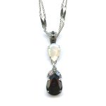 Pendant By Mariana Woman Delicate Pearl Mineral and Jet Swarovski Crystals
