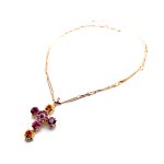 Cross Pendant By Mariana Woman Sparkling Pink Fuchsia and Opal Swarovski Crystals - Image 2