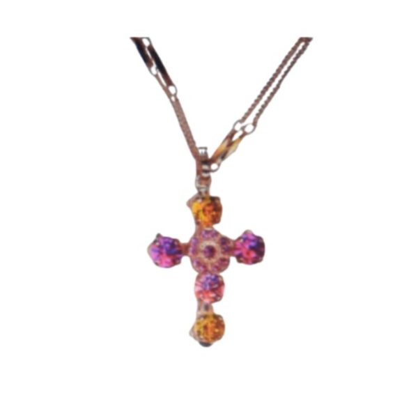 Cross Pendant By Mariana Woman Sparkling Pink Fuchsia and Opal Swarovski Crystals