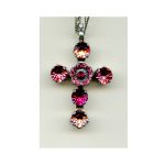 Cross Pendant By Mariana Woman Beautiful Fuchsia and Rose Swarovski Crystals
