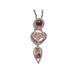 Pendant By Mariana Woman Luxurious Light Rose and Fuchsia Swarovski Crystals