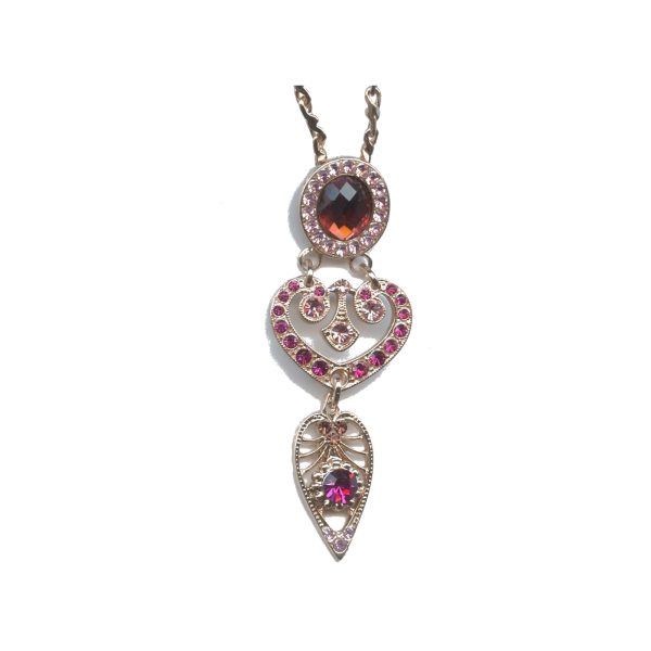 Pendant By Mariana Woman Luxurious Light Rose and Fuchsia Swarovski Crystals