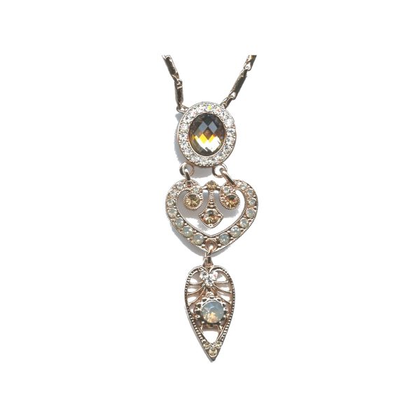 Pendant By Mariana Woman Beautiful Pearl, Champagne and Amber Swarovski Crystals