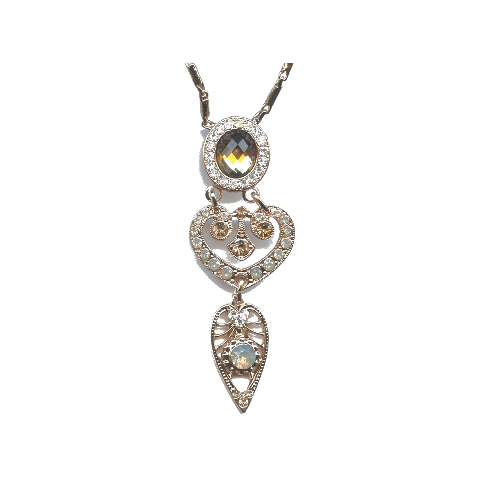 N-5423-3-391100-RG Pendant By Mariana Woman Beautiful Pearl, Champagne and Amber Swarovski Crystals - Image 1