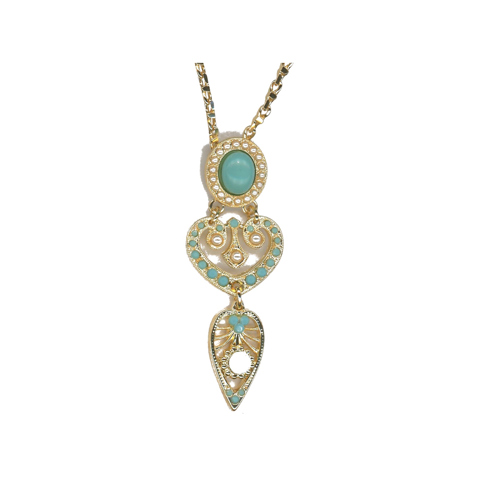 N-5423-3-4006-YG Pendant By Mariana Woman Stylish Turquoise and White Shell Swarovski Crystals - Image 1