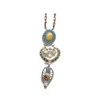 Pendant By Mariana Woman Chic Yellow Jasper Mineral and Opal Swarovski Crystals