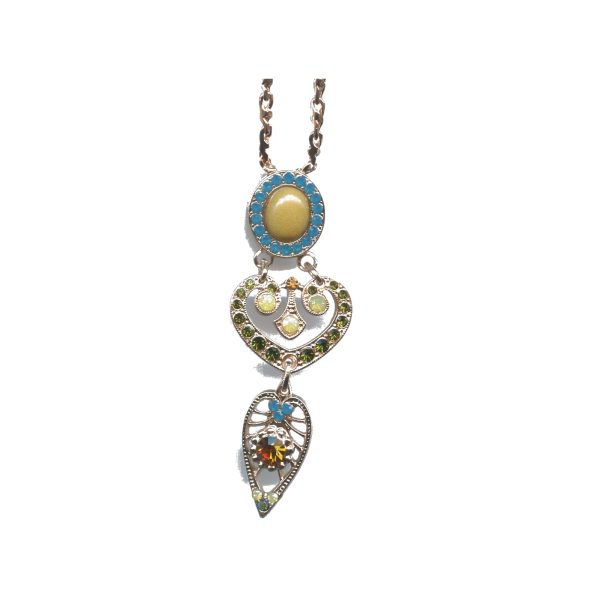 Pendant By Mariana Woman Chic Yellow Jasper Mineral and Opal Swarovski Crystals