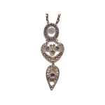 Pendant By Mariana Woman Chic White Shell Mineral and Violate Swarovski Crystals