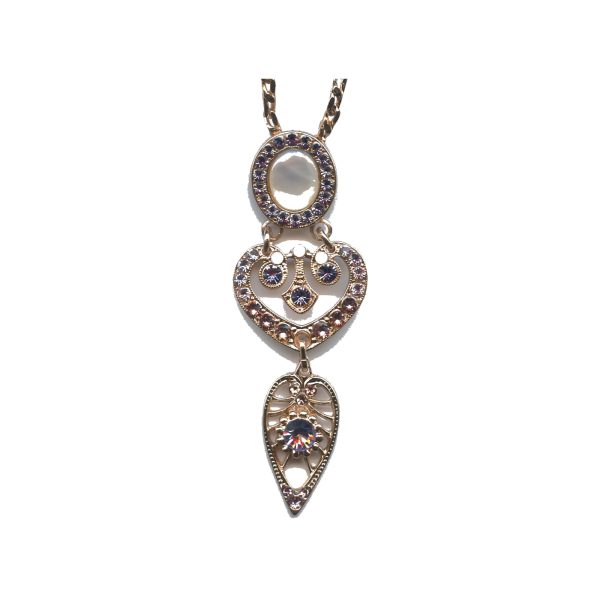 Pendant By Mariana Woman Chic White Shell Mineral and Violate Swarovski Crystals