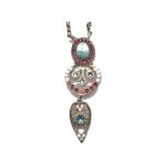 Pendant By Mariana Woman Turq. and Shell Minerals and Rose Swarovski Crystals