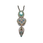 Pendant By Mariana Woman Bold Turquoise Mineral Blue Opal Swarovski Crystals
