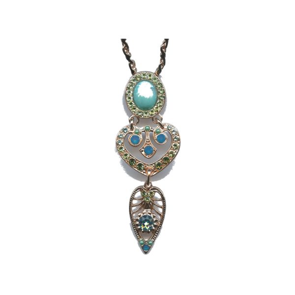 Pendant By Mariana Woman Bold Turquoise Mineral Blue Opal Swarovski Crystals