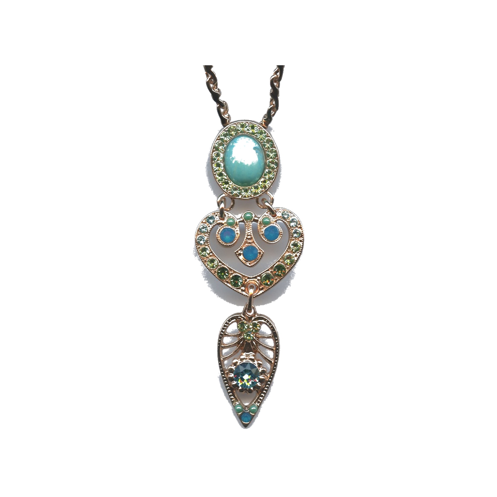 N-5423-3-M1066-RG Pendant By Mariana Woman Bold Turquoise Mineral Blue Opal Swarovski Crystals - Image 1