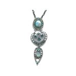 Pendant By Mariana Woman Magical Turquoise Mineral and Zircon Swarovski Crystals