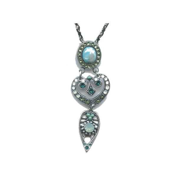 Pendant By Mariana Woman Magical Turquoise Mineral and Zircon Swarovski Crystals