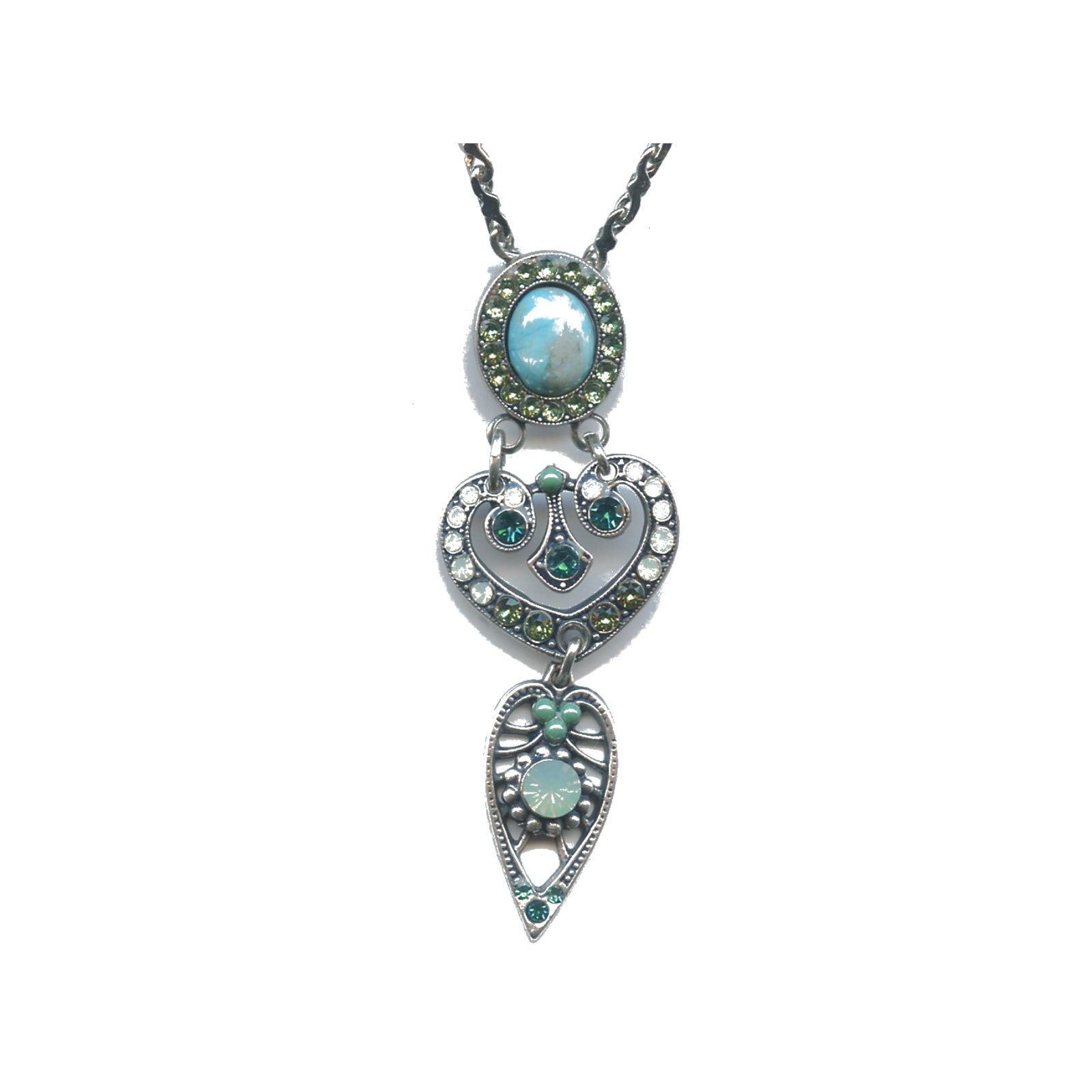 N-5423-3-M1076-SP Pendant By Mariana Woman Magical Turquoise Mineral and Zircon Swarovski Crystals - Image 1