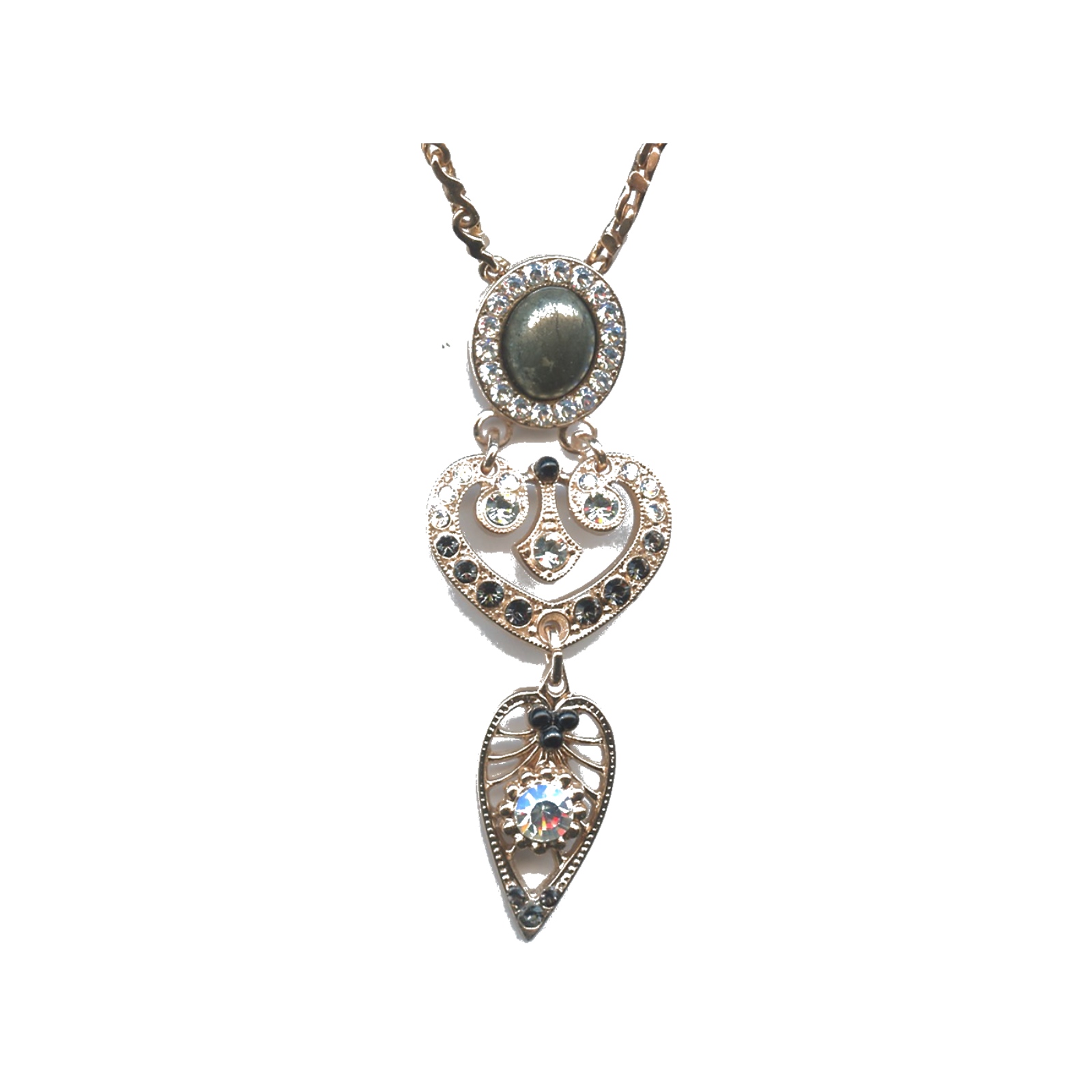 N-5423-3-M1080-RG Pendant By Mariana Woman Vibrant Obsidian Mineral and Silver Swarovski Crystals - Image 1