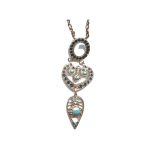 Pendant By Mariana Woman Striking White Shell Mineral and Jet Swarovski Crystals