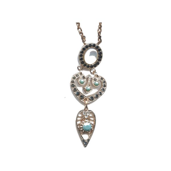 Pendant By Mariana Woman Striking White Shell Mineral and Jet Swarovski Crystals
