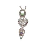 Pendant By Mariana Woman Elegant Turquoise Mineral and Violet Swarovski Crystals