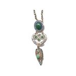 Pendant By Mariana Woman Refined Malachite Mineral and Opal Swarovski Crystals