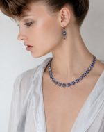 Jewelry Set By Mariana Woman Necklace and Earrings Tanzanite Swarovski Crystals - Image 3