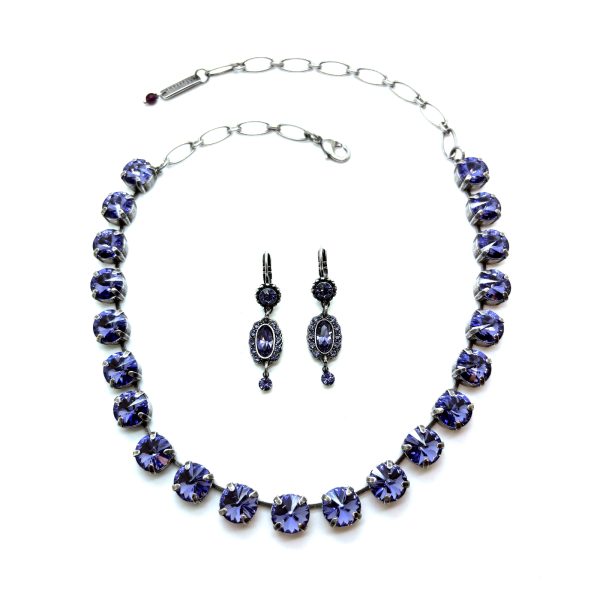 Jewelry Set By Mariana Woman Necklace and Earrings Tanzanite Swarovski Crystals