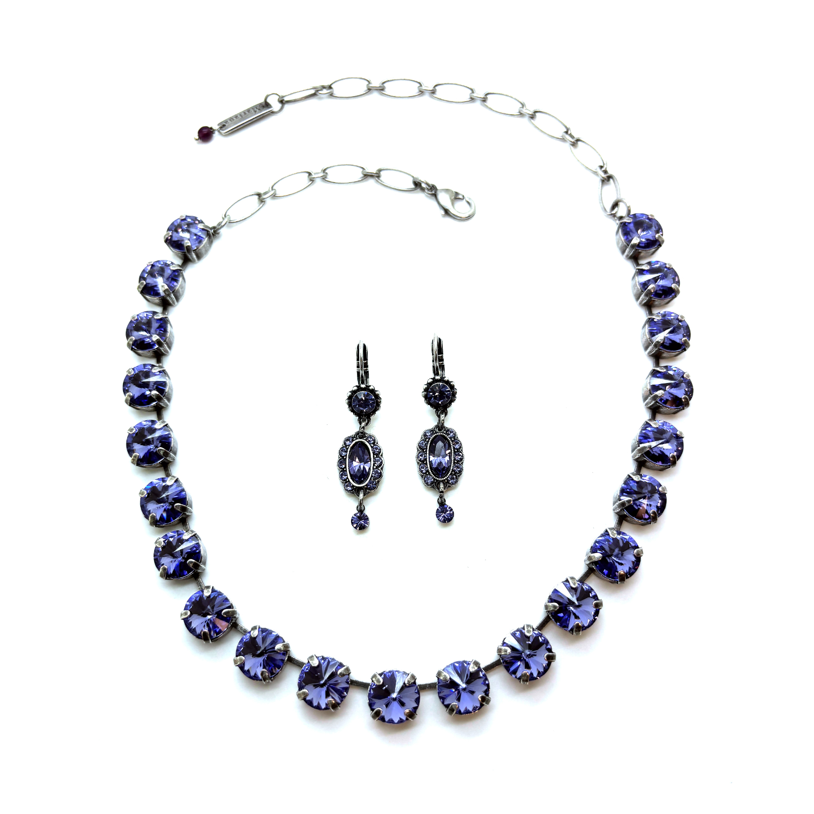 Set093 (4) Jewelry Set By Mariana Woman Necklace and Earrings Tanzanite Swarovski Crystals - Image 1