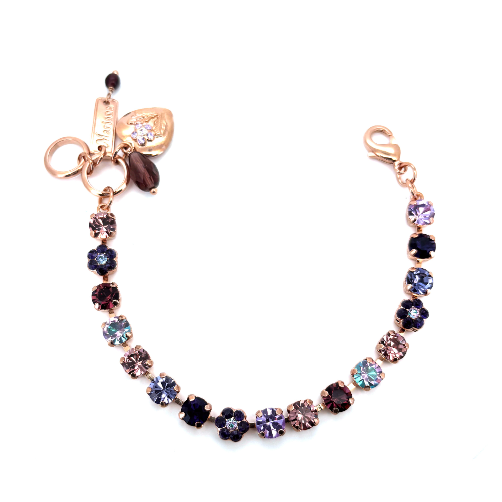 B-4008-10-1134-RG (3) Bracelet By Mariana Woman Stylish Tanzanite and Cyclamen Opal Swarovski Crystals - Image 1