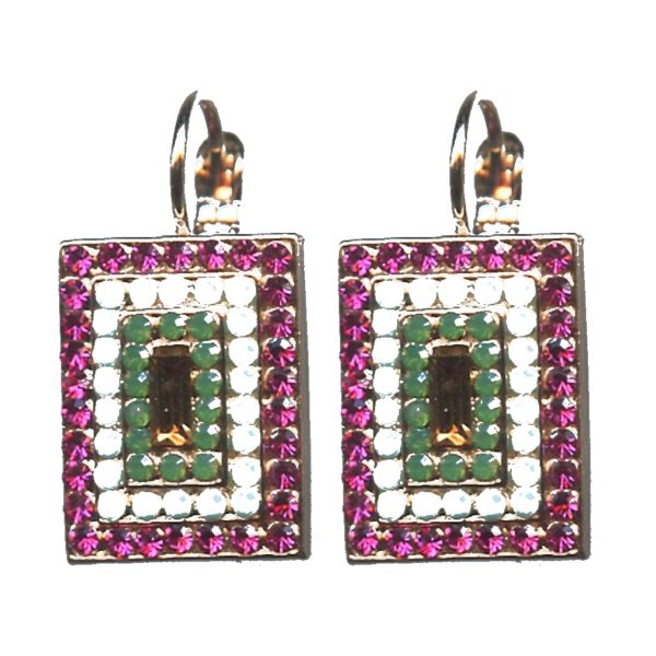 Earrings By Mariana Woman Distinctive Turquoise and Fuchsia Swarovski Crystals