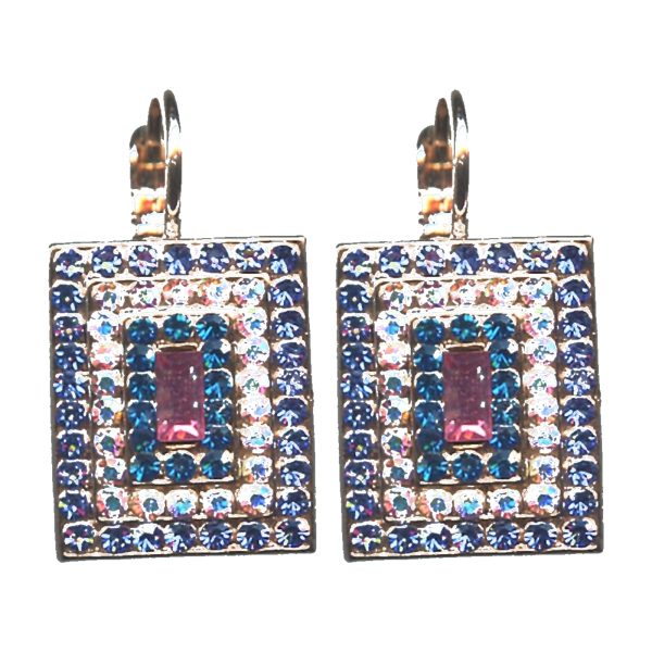 Earrings By Mariana Woman Striking Air Blue Opal and Capri Blue Swarovski Crystals