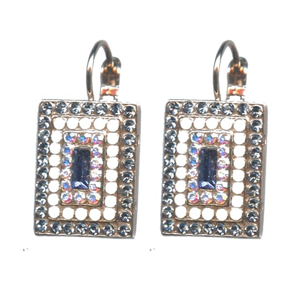 Earrings By Mariana Woman Stunning White Opal and Montana Blue Swarovski Crystals