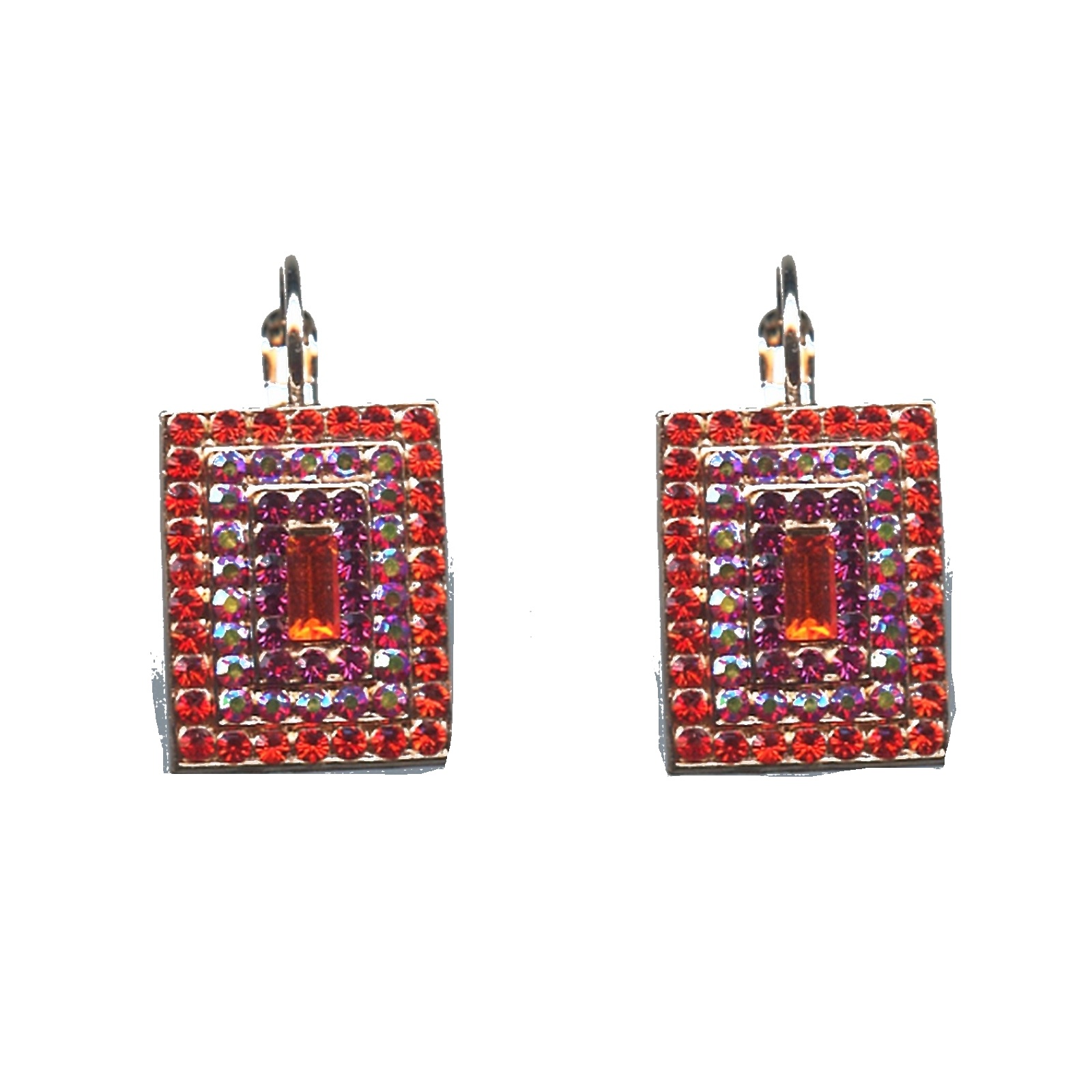 E-1000-3-1075-SP6-4 Earrings By Mariana Woman Modern Purple and Orange and Pink Swarovski Crystals - Image 1