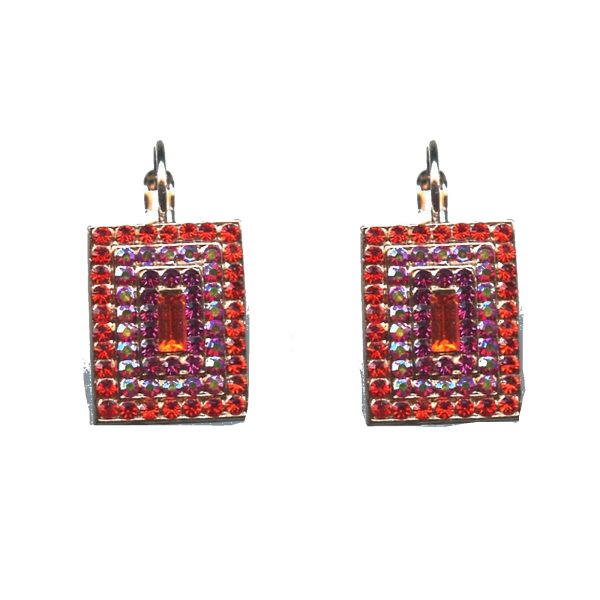 Earrings By Mariana Woman Modern Purple and Orange and Pink Swarovski Crystals