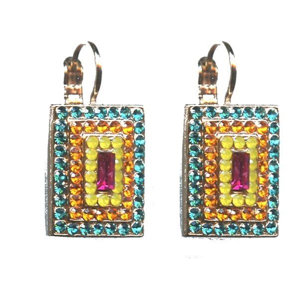 Earrings By Mariana Woman Vibrant Turquoise Mineral and Blues Swarovski Crystals