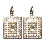 Earrings By Mariana Woman Clear and White Opal and Golden Swarovski Crystals