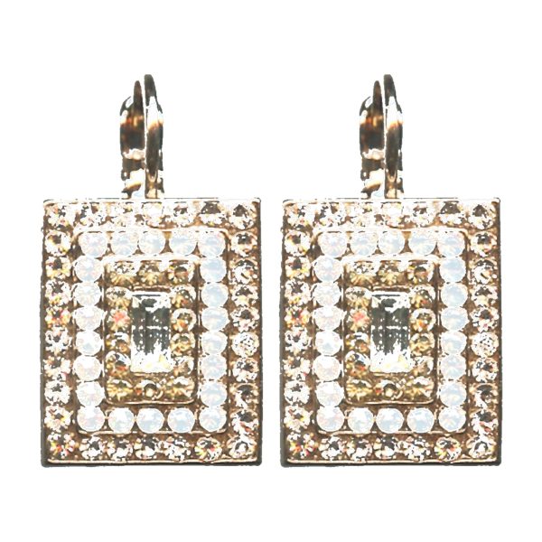 Earrings By Mariana Woman Sophisticated Clear and White Opal and Golden Shadow Swarovski Crystals