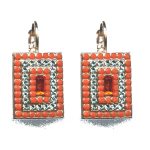 Earrings By Mariana Woman Light Turquoise and Orange Hyacinth Swarovski Crystals - Image 2